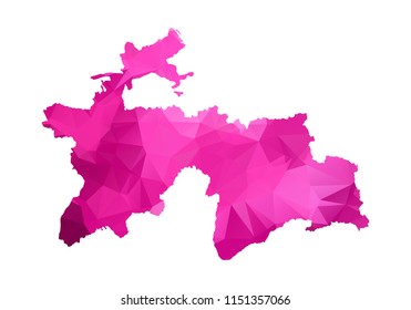 tajikistan Map - Abstract geometric rumpled triangular low poly style gradient graphic on white background , line dots polygonal design for your. Vector illustration