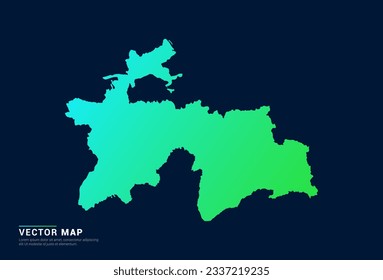 Tajikistan map of abstract gradient green blue concept with technology light effect vector.