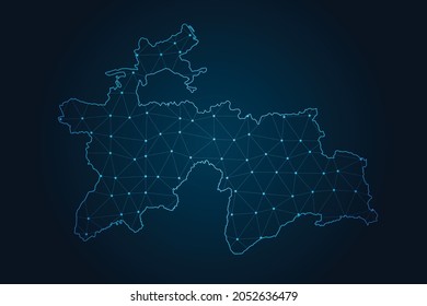 tajikistan map , Abstract mash line and point scales on dark background for your web site design map logo, app, ui,Travel. Vector illustration eps 10.
