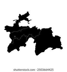 Mapa de Tayikistán con divisiones administrativas. Ilustración vectorial.