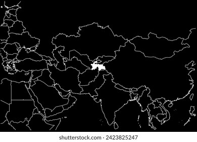 Tajikistan map Asia black background