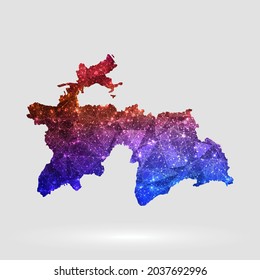 Tadschikistan Kartenhintergrund im polygonalen Stil. Vektorgrafik Low-Poly-bunter Tadschikistan Karte von einzeln. Vektor EPS10.