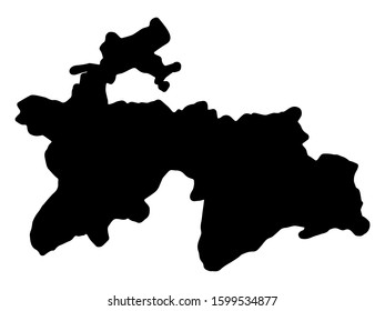 Tajikistan Map Black Silhouette Vector illustration eps 10