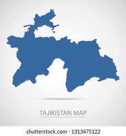 Tajikistan map. Blue Tajikistan map and Country name . Vector map on gray background. Eps10.