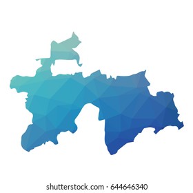 Tajikistan map - blue geometric rumpled triangular low poly style gradient graphic background