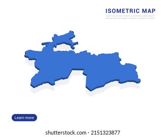 Tajikistan map blue isolated on white background with 3d isometric vector illustration.