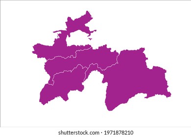 Tajikistan Map Color on White Backgound