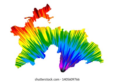 Tajikistan  - map is designed rainbow abstract colorful pattern, Republic of Tajikistan map made of color explosion,