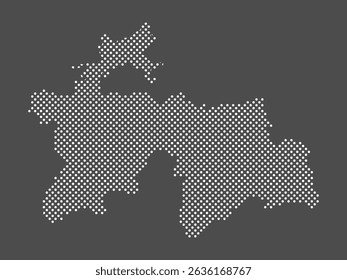 Tajikistan map dot on gray background.  Dotted map Republic of Tajikistan. Vector eps10.