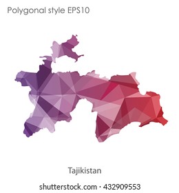 Tajikistan map in geometric polygonal style.Abstract gems triangle,modern design background.