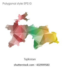 Tajikistan map in geometric polygonal style.Abstract gems triangle,modern design background.