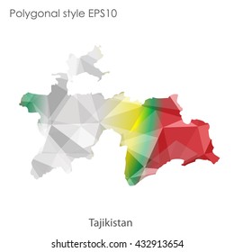 Tajikistan map in geometric polygonal style.Abstract gems triangle,modern design background.
