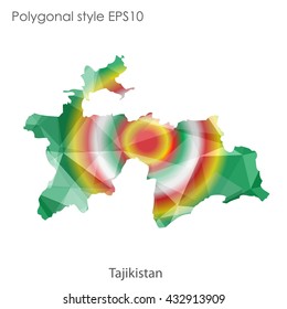 Tajikistan map in geometric polygonal style.Abstract gems triangle,modern design background.