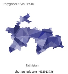 Tajikistan map in geometric polygonal style.Abstract gems triangle,modern design background.
