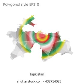 Tajikistan map in geometric polygonal style.Abstract gems triangle,modern design background.
