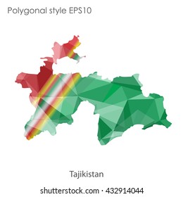 Tajikistan map in geometric polygonal style.Abstract gems triangle,modern design background.