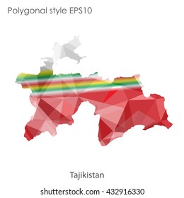 Tajikistan map in geometric polygonal style.Abstract gems triangle,modern design background.