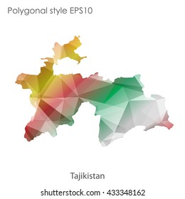 Tajikistan map in geometric polygonal style.Abstract gems triangle,modern design background.