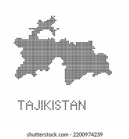 Mapa tayiko con textura gruesa al estilo de punto. Ilustración vector abstracta de un mapa de país con efecto de medio tono para infografía. 