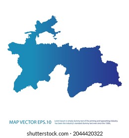 Tajikistan map , infographic style , blue gradient color , on white background with Map World. Wire frame 3D mesh ,