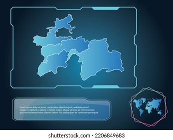 Tajikistan Map infographic technology blue Color element collection background
