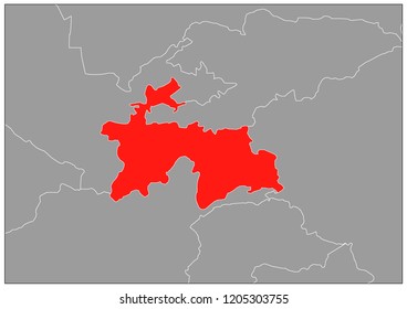 Tajikistan map on gray base