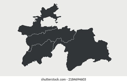 Tajikistan map with regions, provinces isolated on white background. Map of Tajikistan. Vector illustration