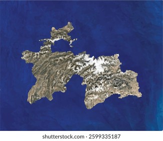 Tajikistan map with satellite view design style.