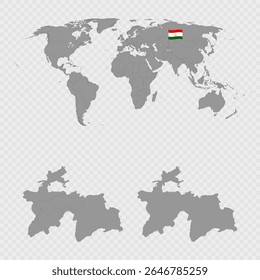Tadschikistan Kartenset mit Weltlage.