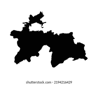 Tajikistan Map. Tajikistani Country Map. Black and White Tajik National Nation Geography Outline Border Boundary Territory Shape Vector Illustration EPS Clipart