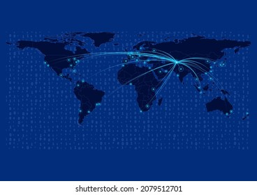 Tajikistan map for technology or innovation or export concepts. Connections of the country to major cities around the world. File is suitable for digital editing and prints of all sizes.