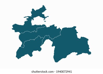 Tajikistan map vector. blue color on white background.
