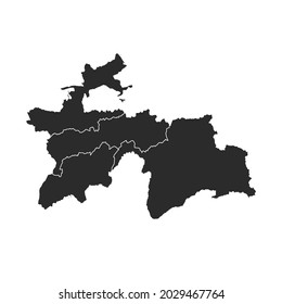 El vector del mapa de Tayikistán, color oscuro. aislado en fondo transparente. 
