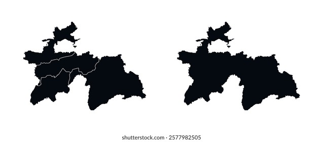 Tajikistan Map vector icon. Map of Tajikistan Black Silhouette.
