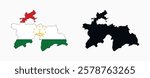
Tajikistan Map vector icon. Map of Tajikistan in Flag colors.