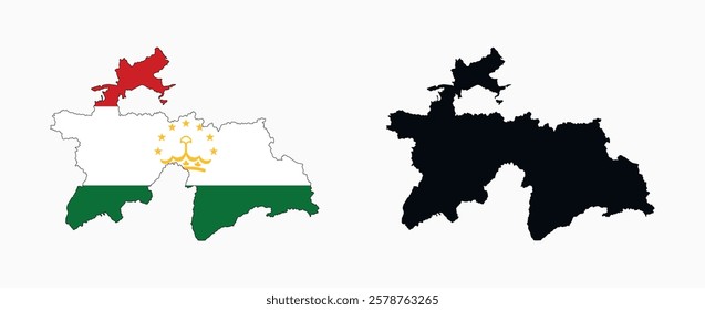 
Tajikistan Map vector icon. Map of Tajikistan in Flag colors.