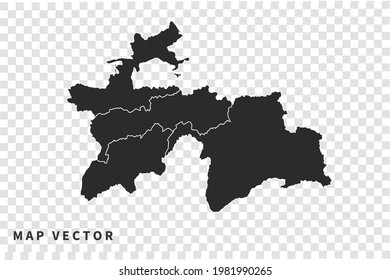 Mapa vectorial de Tayikistán, aislado en fondo transparente