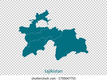 tajikistan map vector, isolated teal color on transparent background