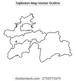 Vector de mapa de Tayikistán esboza silueta editable de Country