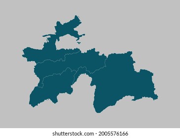 Tajikistan map vector,isolated ocean blue color on gray background