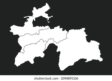 Tajikistan map White Color on black Background