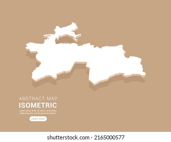 Tajikistan map white on brown background with isometric vector.