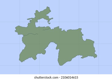 Tajikistan Map - World map International vector template with green color on blue background and grid design for design, education, website, infographic, banner - Vector illustration eps 10