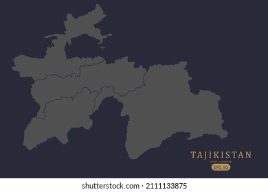 Tajikistan Map - World Map International vector template with High detailed including grey and black outline color isolated on black background - Vector illustration eps 10
