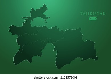 Tajikistan Map - World Map International vector template with High detailed and Green gradient color isolated on green background for design, infographic - Vector illustration eps 10