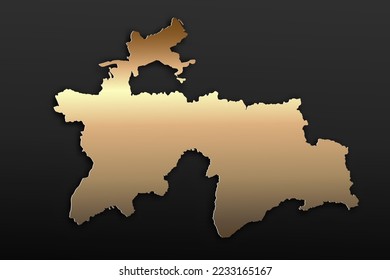 Tajikistan Map - World map International vector template with 3D, gold luxury style including shadow on black background for design, education, website, infographic - Vector illustration eps 10