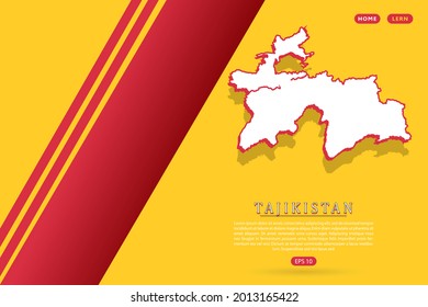 Tajikistan Map - World map vector template with isometric style including shadow, white and red color on yellow background for website, infographic, banner - Vector illustration eps 10