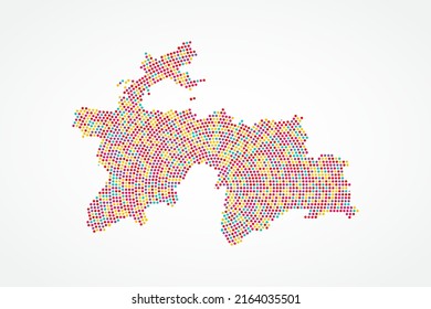 Tajikistan Map - World map vector template with colorful dots, grid, grunge, halftone style isolated on white background for education, infographic, design, website - Vector illustration eps 10