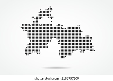 Karte Tadschikistan - Weltkarte, Vektorvorlage mit schwarzem Pixel, Raster, Grunge, Halbtonstil einzeln auf weißem Hintergrund für Bildung, Infografik, Design, Banner - Vektorgrafik eps10