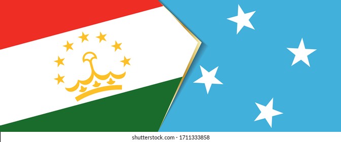 Tajikistan and Micronesia flags, two vector flags symbol of relationship or confrontation.